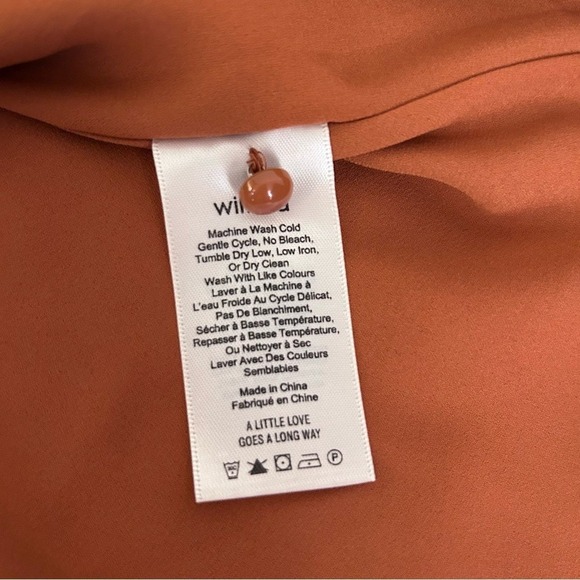 Wilfred Aritzia‎ Button Front Mini Dress Womens 2 Rust Terracotta Crepe V-Neck - Picture 9 of 10